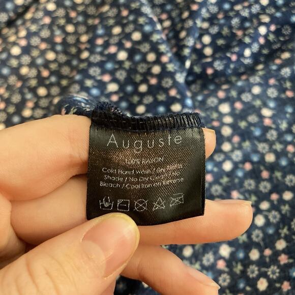 Auguste The‎ Label Blue Ditsy Floral Wrap Maxi Dress Size 4 Cottagecore Boho - Picture 6 of 11